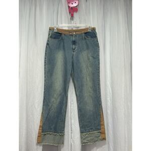 L.A. Blues VTG 90s Women's Blue Jeans Size 14 Riveted Hippie Y2K Boho Suede